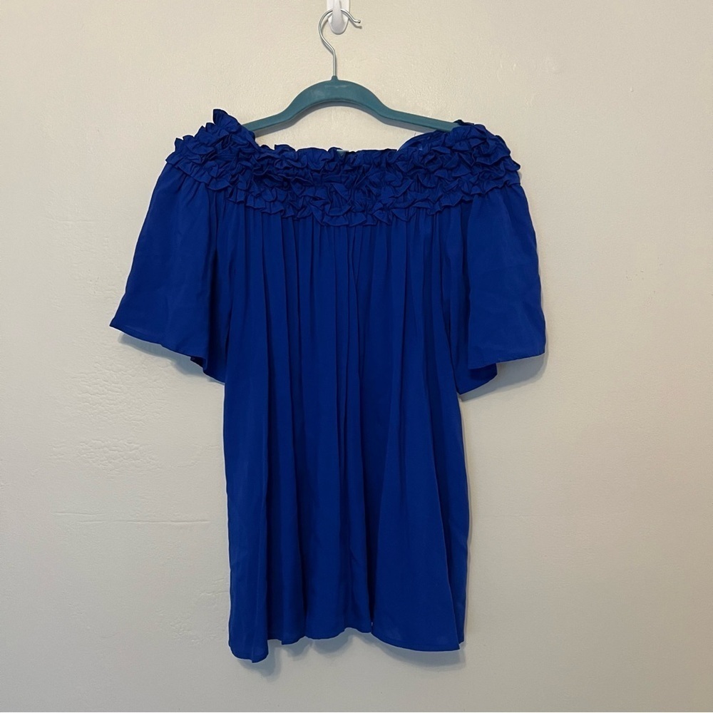 She + Sky Off the shoulder top ruffle royal blue feminine fairycore Size Small - Picture 2 of 10